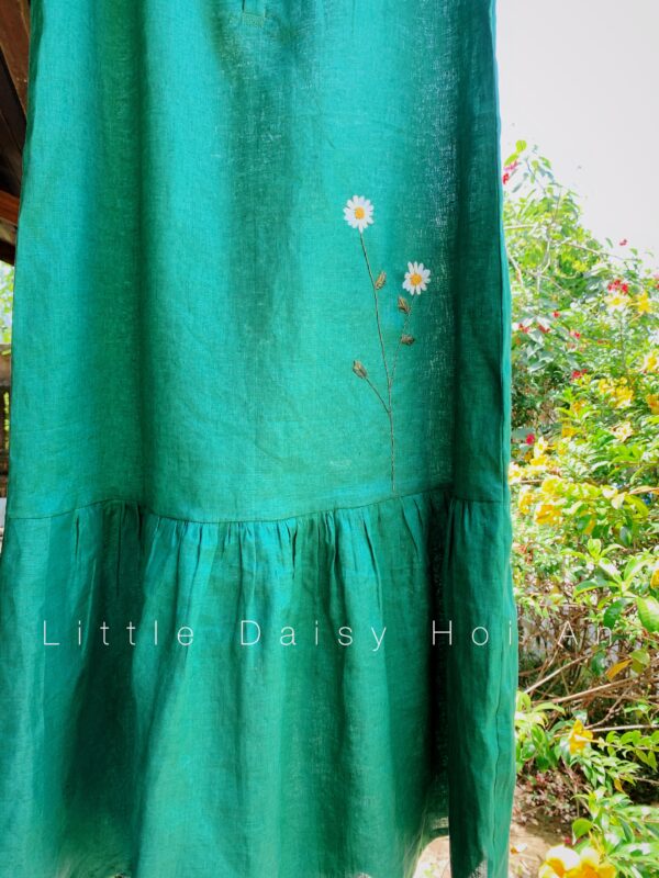 linen dress hoi an with daisies hand embroidered