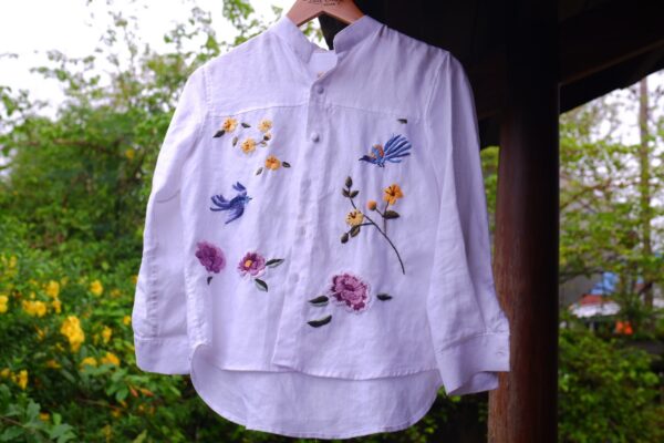 áo blouse linen thêu tay embroidered linen blouse
