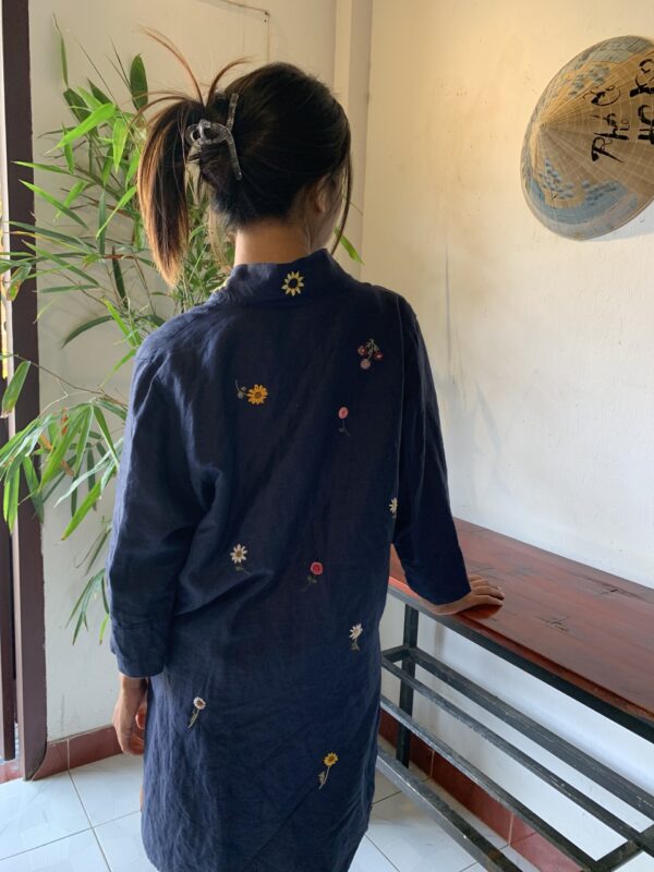 linen kimono with hand embroidery hoi an