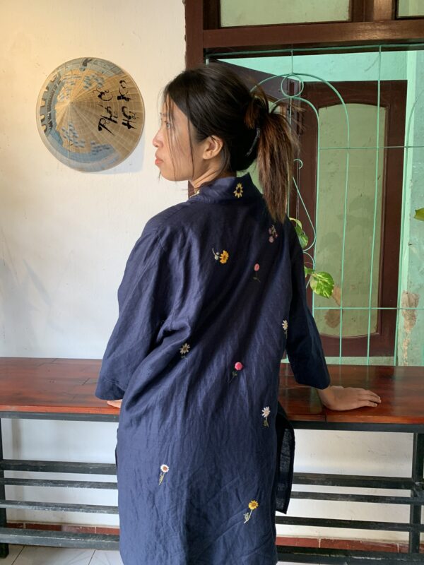 navy linen kimono