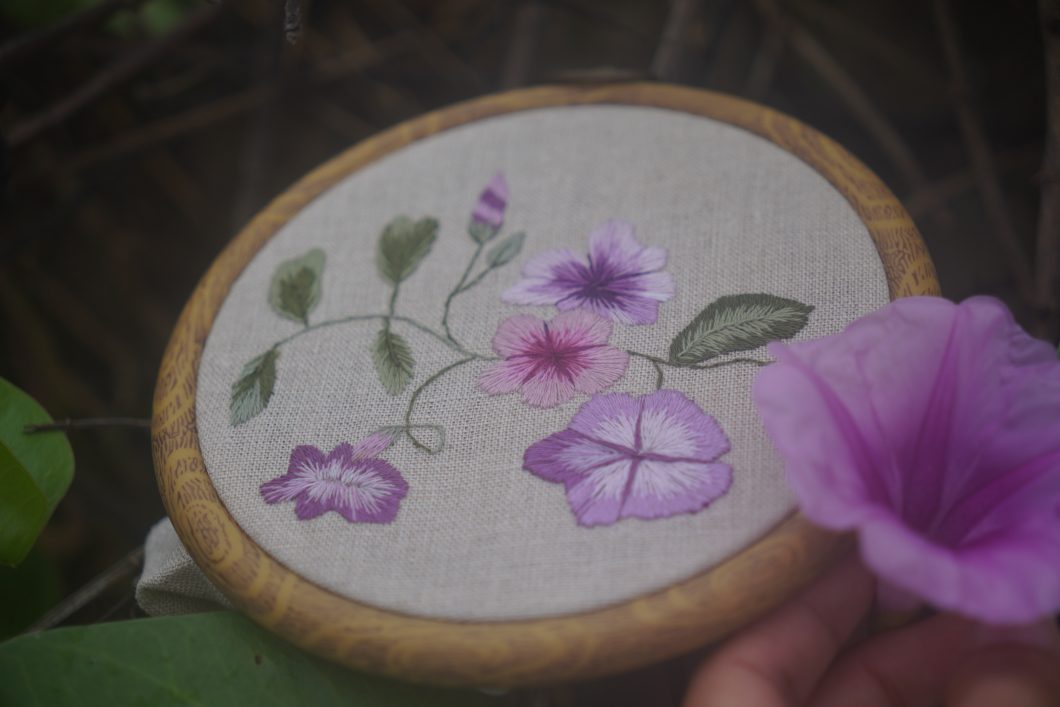 morning glory embroidered